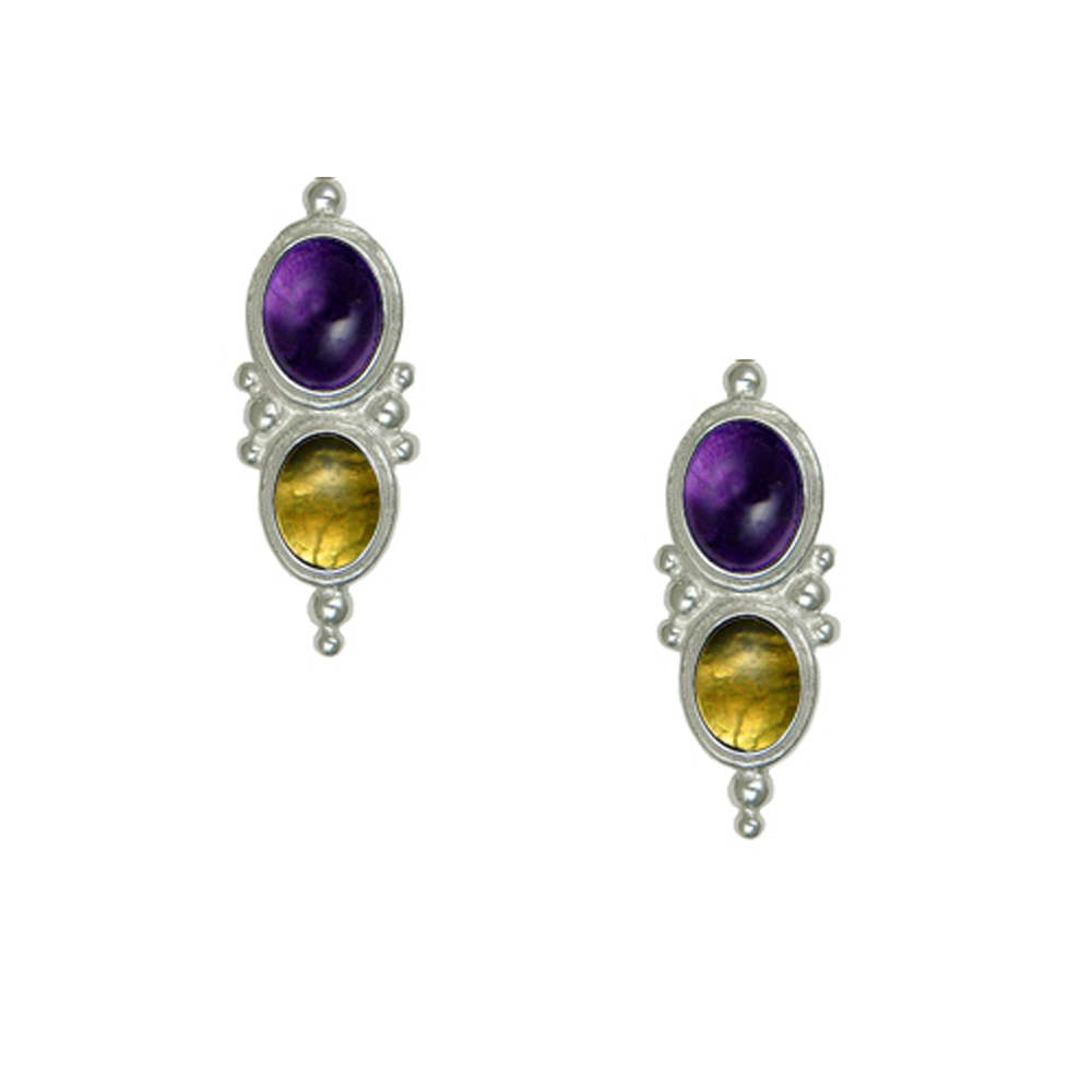 Sterling Silver Drop Dangle Earrings With Amethyst